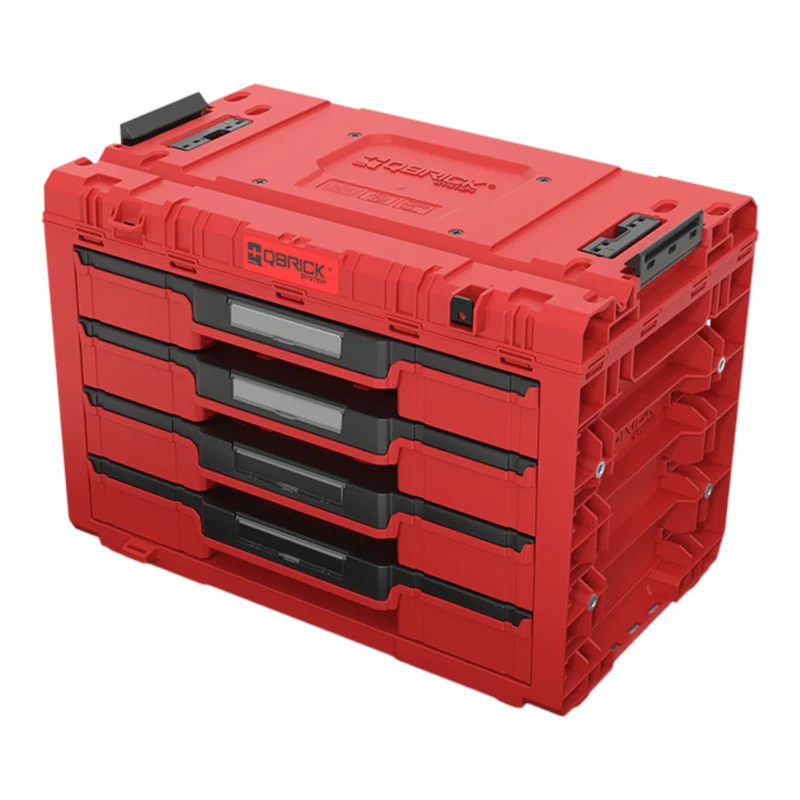 Qbrick System PRIME Drawer 4 Toolbox Expert RED ULTRA HD modularer Werkzeugkasten mit 4 Schubladen 542 x 335 x 369 mm 21,2 l