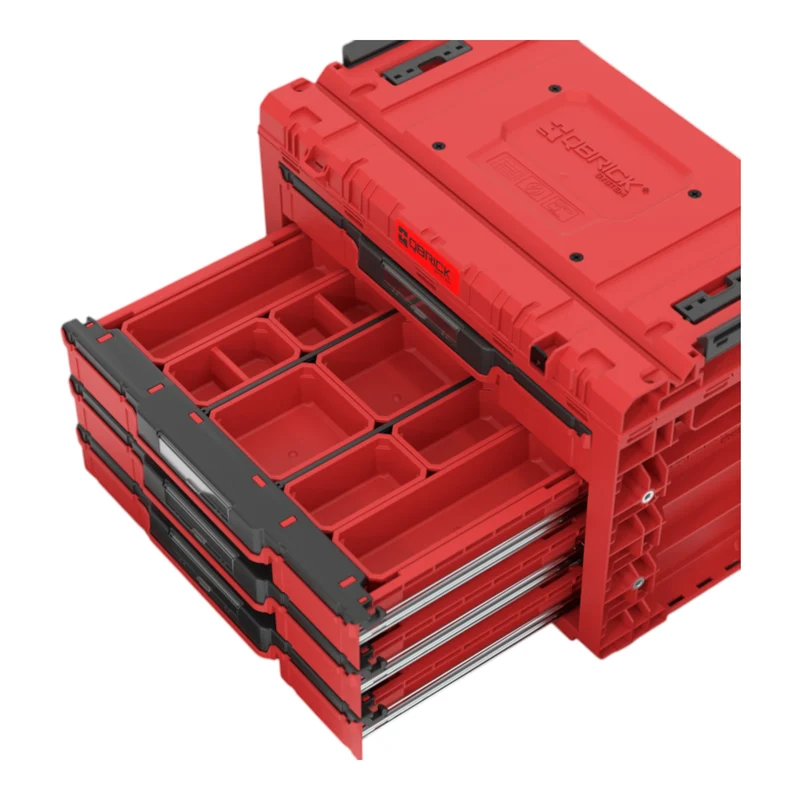 Qbrick System PRIME Drawer 4 Toolbox Expert RED ULTRA HD modularer Werkzeugkasten mit 4 Schubladen 542 x 335 x 369 mm 21,2 l