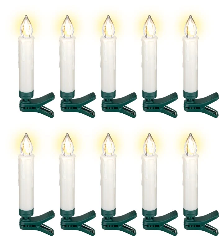 Goobay 10 kabellose LED-Weihnachtsbaumkerzen inkl. 10x AAA (LR03) - mit Klemmen, Fernbedienung und Timerfunktion, dimmbar, warmweiß (2500-2700 K)
