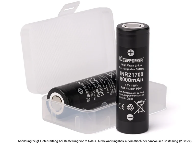 Keeppower / Molicel KP-P50B, 5000mAh* 60A** 3,6-3,7V Li-Ionen-Akku (INR21700-P50B)