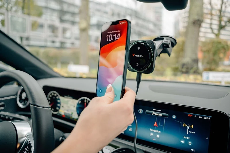 Verbatim Wireless Charger, Car, Qi2, Magnetic, RGB, CND-01 15W, USB-C Cable, 1m, Black, Retail