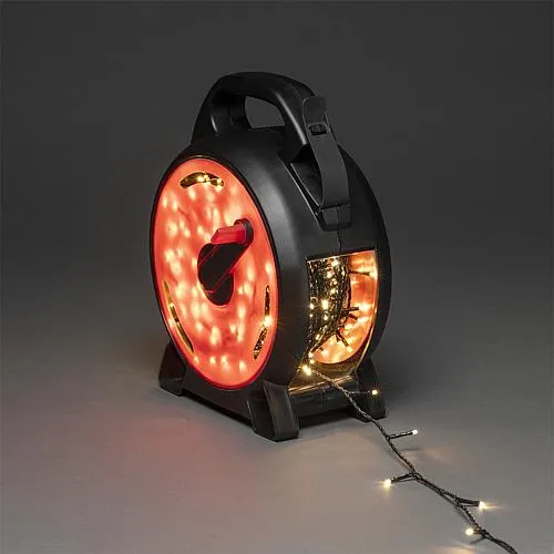Konstsmide Micro LED Lichterkette mit Kabelaufroller 600 ww LED 3836-107