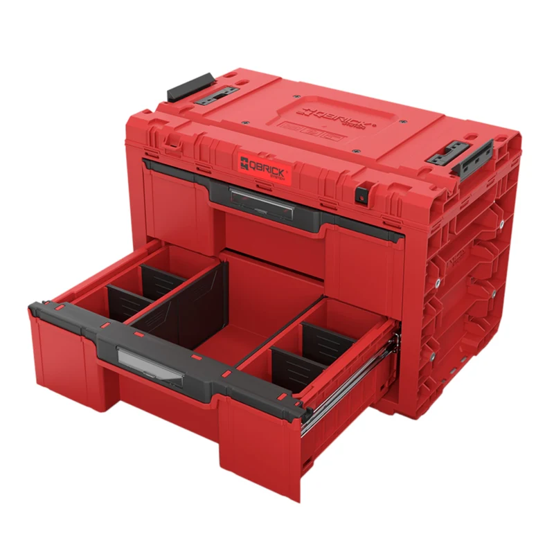 Qbrick System PRIME Drawer 2 Toolbox Expert RED ULTRA HD modularer Werkzeugkasten mit 2 Schubladen 542 x 335 x 369 mm 24 l