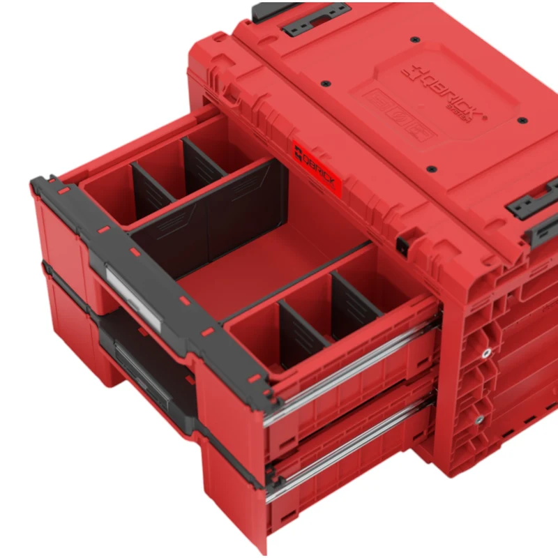 Qbrick System PRIME Drawer 2 Toolbox Expert RED ULTRA HD modularer Werkzeugkasten mit 2 Schubladen 542 x 335 x 369 mm 24 l