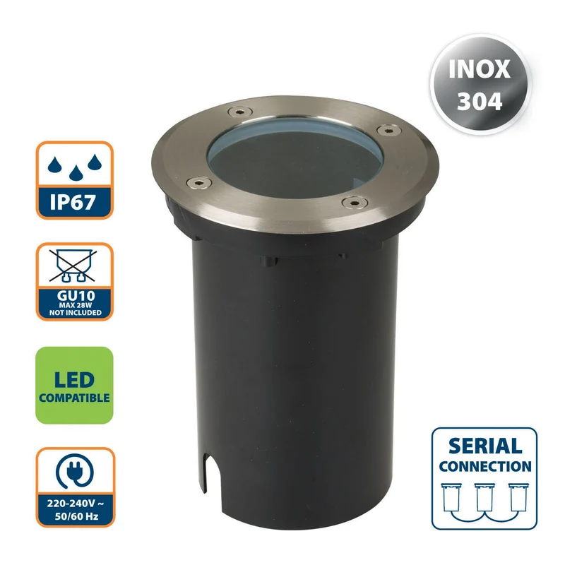 Velamp Einbaustrahler für den Außenbereich. GU10-Verbindun, IP67-geschützt, ideal für Außenmontage