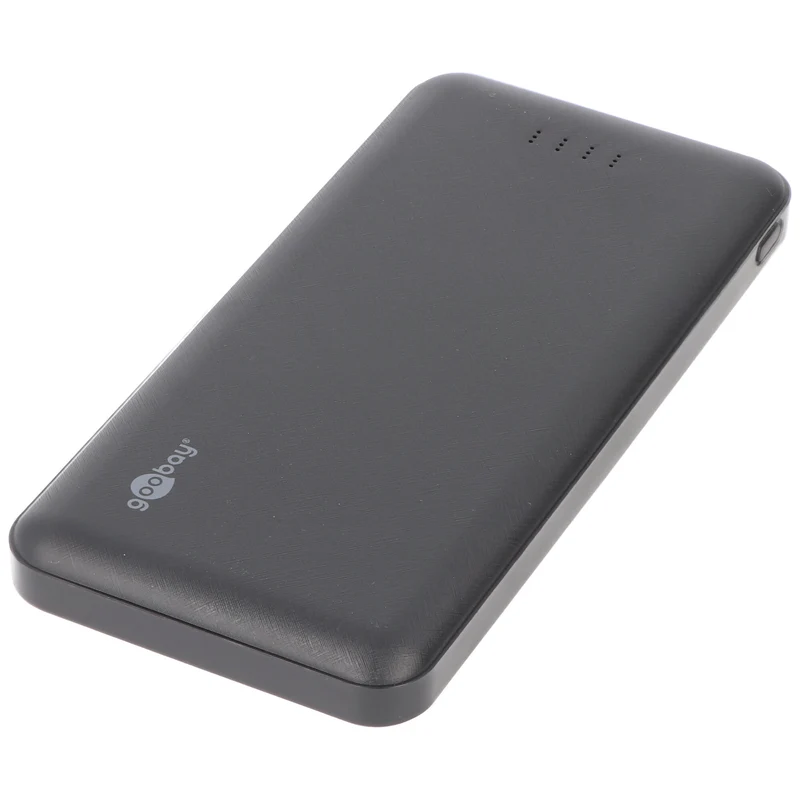 Goobay Powerbank Slimline 10.000mAh - Leistungsstarke 10.000mAh in einem handlichen wie griffigem Design mit Status-Display