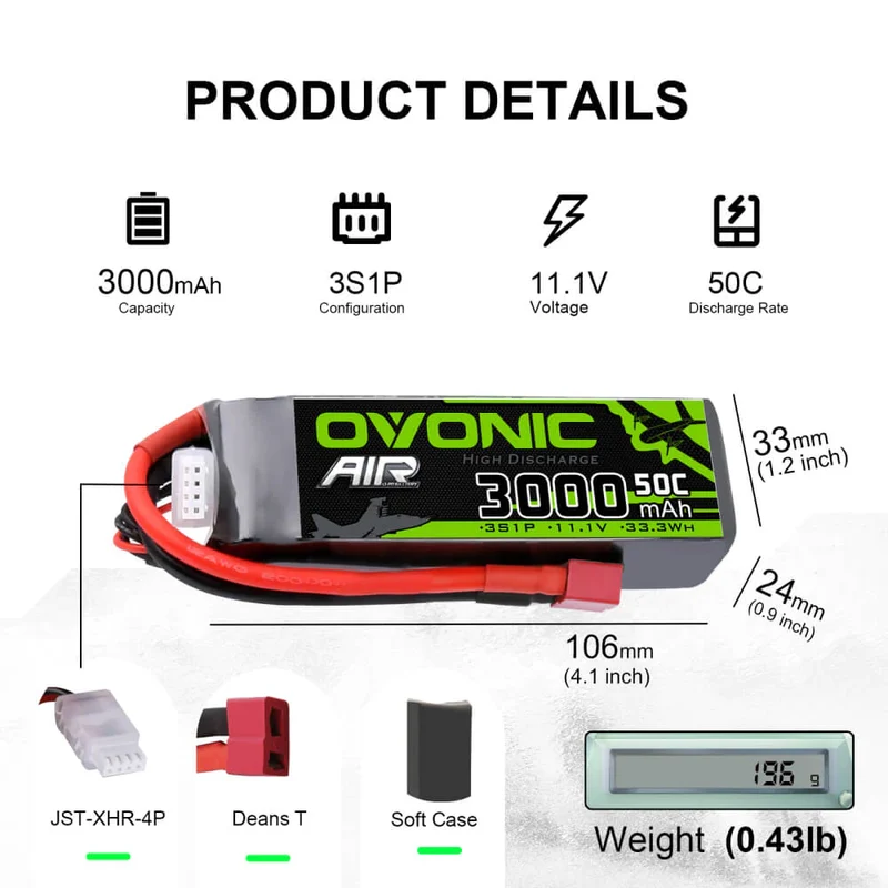 Ovonic Air 3S 3000mAh 11,1V 50C Deans LiPo Akku