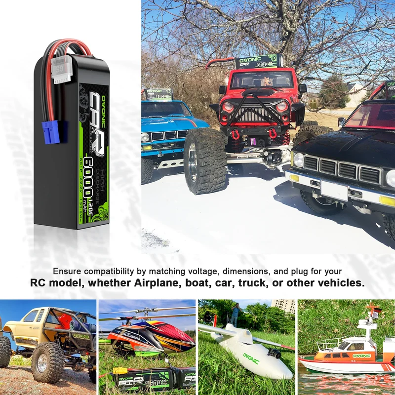 OVONIC 6S Akku 6000mAh 22,2V 120C Lipo Akku mit EC5 Anschluss & Lipo Spannungsprüfer (2 St.)