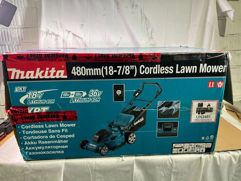 Makita DLM 480 CT2 Akku Rasenmäher 36 V ( 2x 18 V ) 48 cm 62 l + 2x Akku 5,0 Ah + Ladegerät - Reparaturgerät