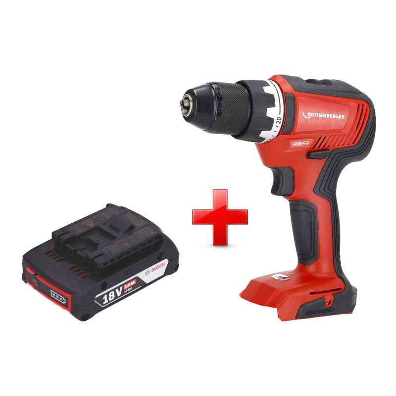 Rothenberger RO DD55 Akku Bohrschrauber 18 V 55 Nm Brushless AMPShare + 1x Akku 2,0 Ah - ohne Ladegerät