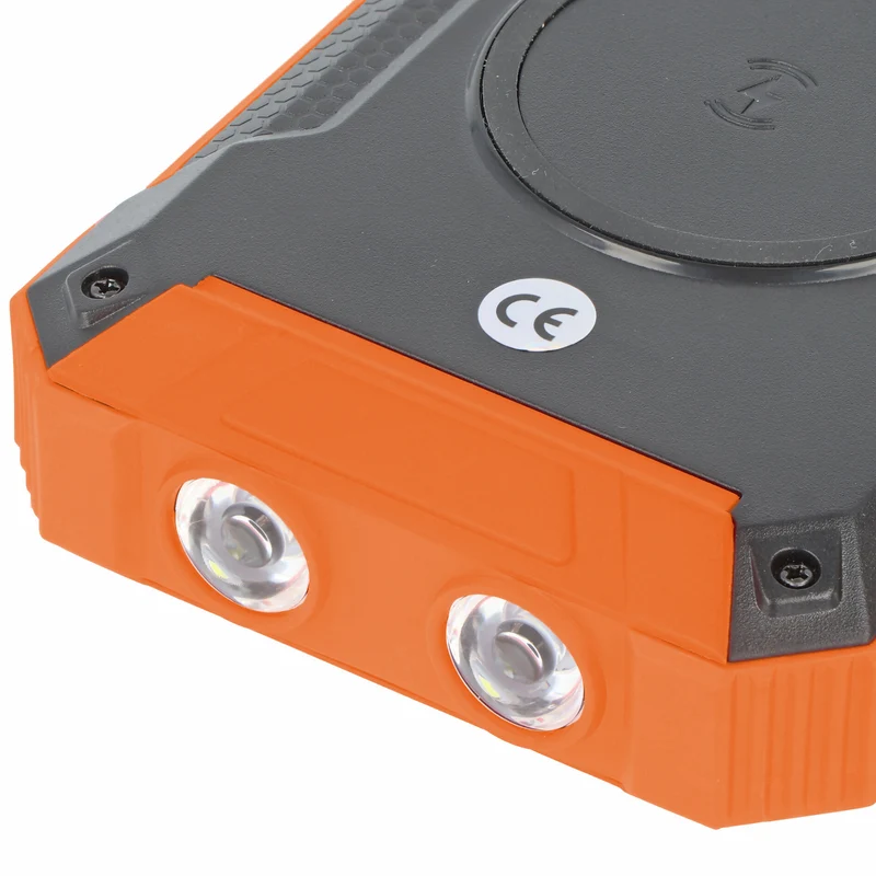 AccuCell 20000mAh Powerbank mit 4 Ladekabel, QI-Ladefunktion, Solar Panel, mit LED Licht