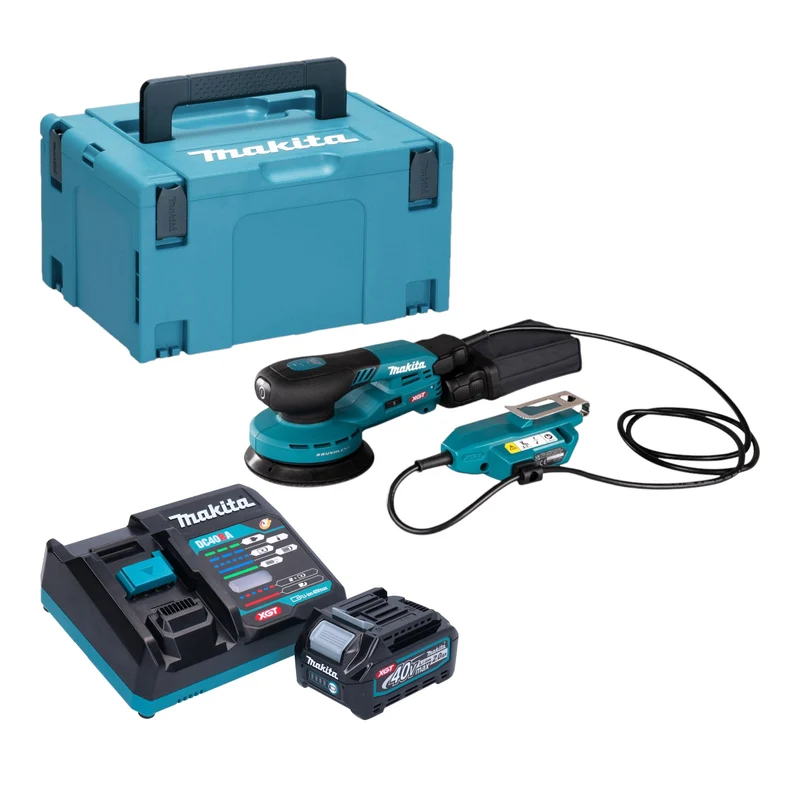 Makita BO 001 CGA101 Akku Exzenterschleifer 40 V max. 125 mm 5,0 mm Hub Brushless + 1x Akku 2,0 Ah + Ladegerät + Makpac