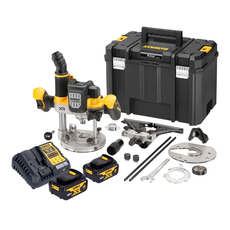 DeWalt DCW 620 M2T Akku Oberfräse 18 V 12 mm Brushless + 2x Akku 4,0 Ah + Ladegerät + TSTAK