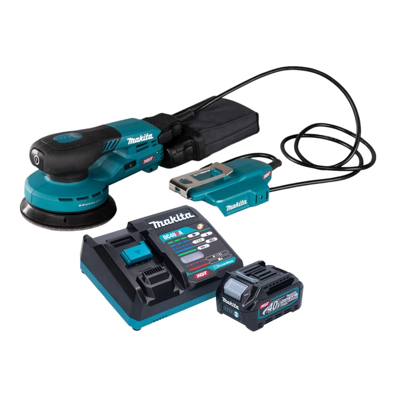 Makita BO 003 CGA101 Akku Exzenterschleifer 40 V max. 125 mm 3,0 mm Hub Brushless + 1x Akku 2,0 Ah + Ladegerät