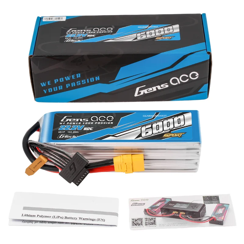 Gens Ace Sport G-Tech 6000 mAh 22,2 V 80 C 6S1P Akkupack mit XT90-Stecker