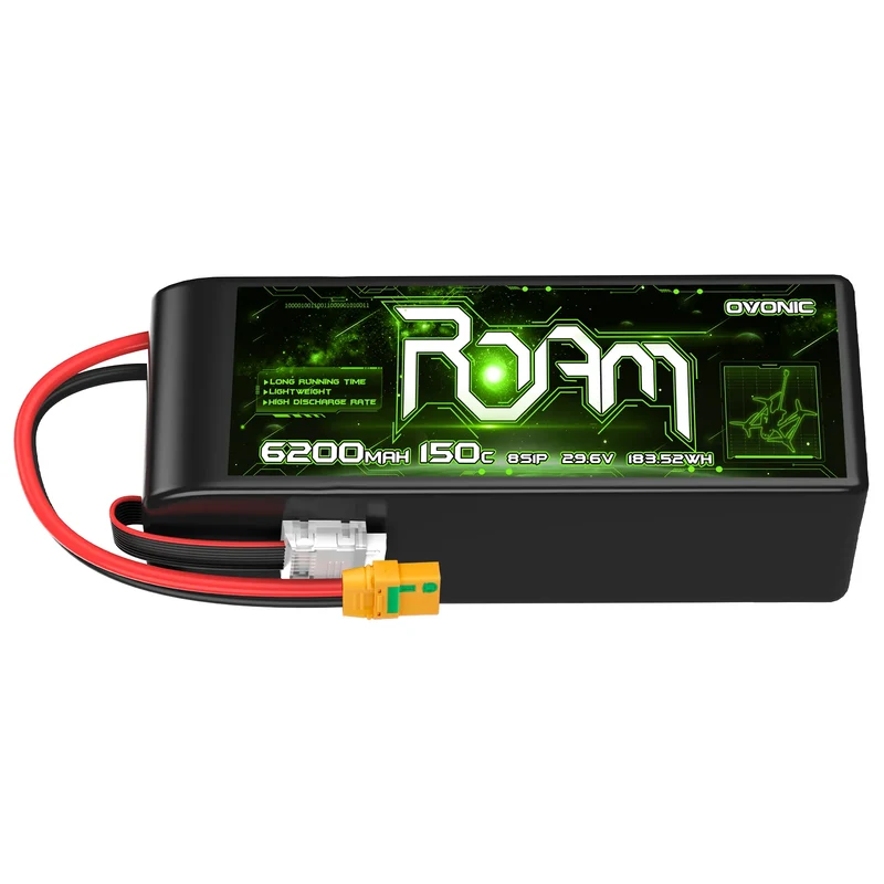 Ovonic Roam Serie 8S 6200mAh 8S1P 150C 29,6V Lipo Akku XT90 Anti-Blitz Stecker