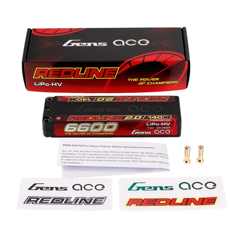 Gens Ace Redline 2.0 Serie 6600mAh 2S1P 7,6V 140C HardCase HV Lipo-Akkupack mit Hardcase 131#