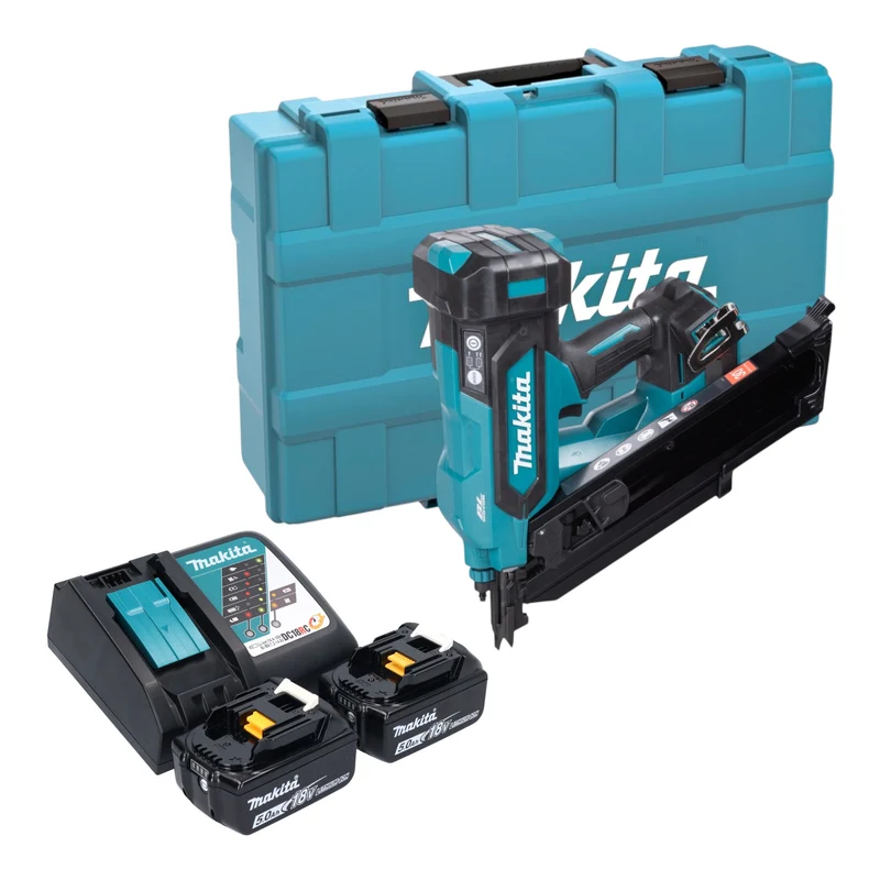 Makita DBN 900 RTK Akku Streifennagler 18 V 50 - 90 mm Brushless + 2x Akku 5,0 Ah + Ladegerät + Koffer