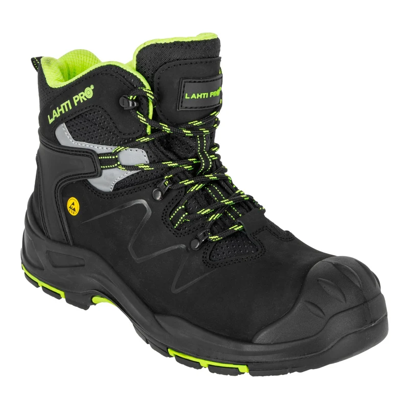 LAHTI PRO Sicherheitsstiefel Nubuk S3 FO HRO SR Größe 42 ( L3013042 ) schwarz grün
