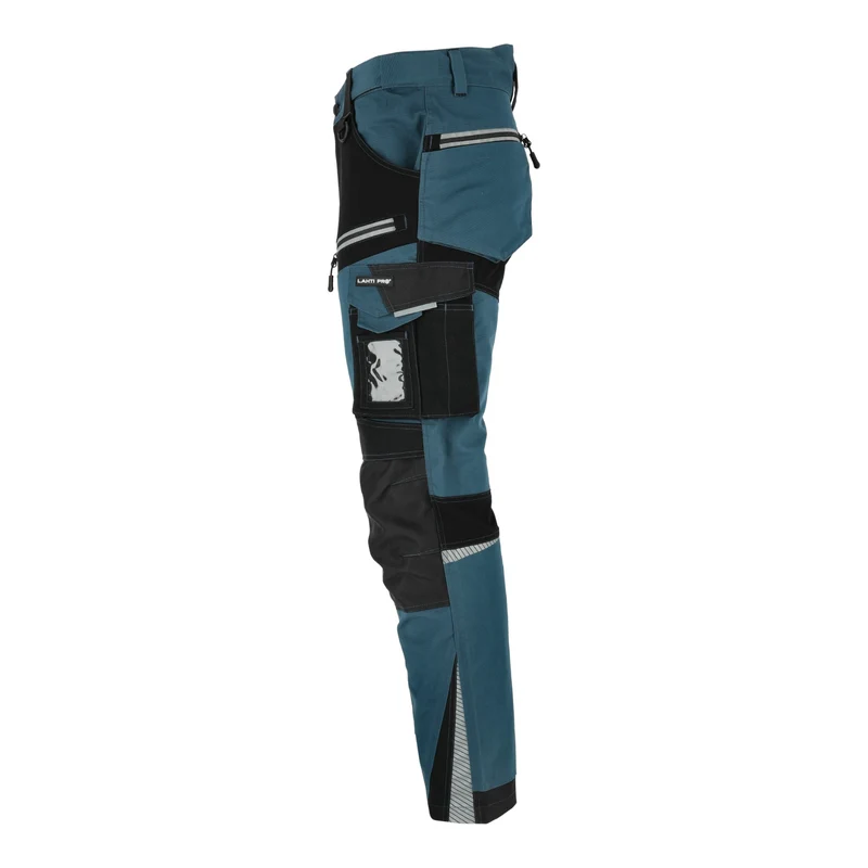 LAHTI PRO Arbeitshose mit Stretch Einsätzen Slim-Fit Größe M ( L4054102 ) türkis schwarz