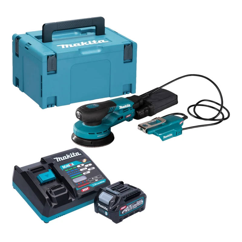Makita BO 003 CGA101 Akku Exzenterschleifer 40 V max. 125 mm 3,0 mm Hub Brushless + 1x Akku 2,0 Ah + Ladegerät + Makpac