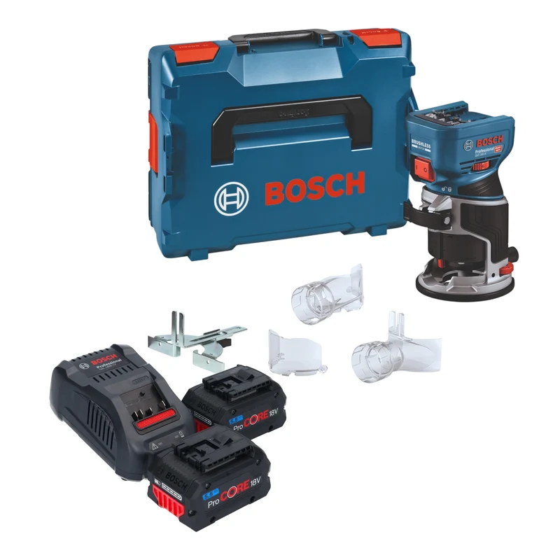 Bosch GKF 18V-8 Professional Akku Kantenfräse 18 V 8,0 mm Brushless + 2x ProCORE Akku 5,5 Ah + Ladegerät + L-Boxx