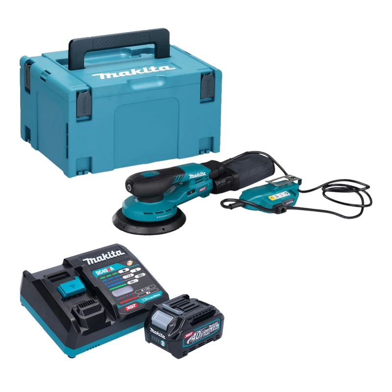 Makita BO 002 CGA101 Akku Exzenterschleifer 40 V max. 150 mm 5,0 mm Hub Brushless + 1x Akku 2,0 Ah + Ladegerät + Makpac