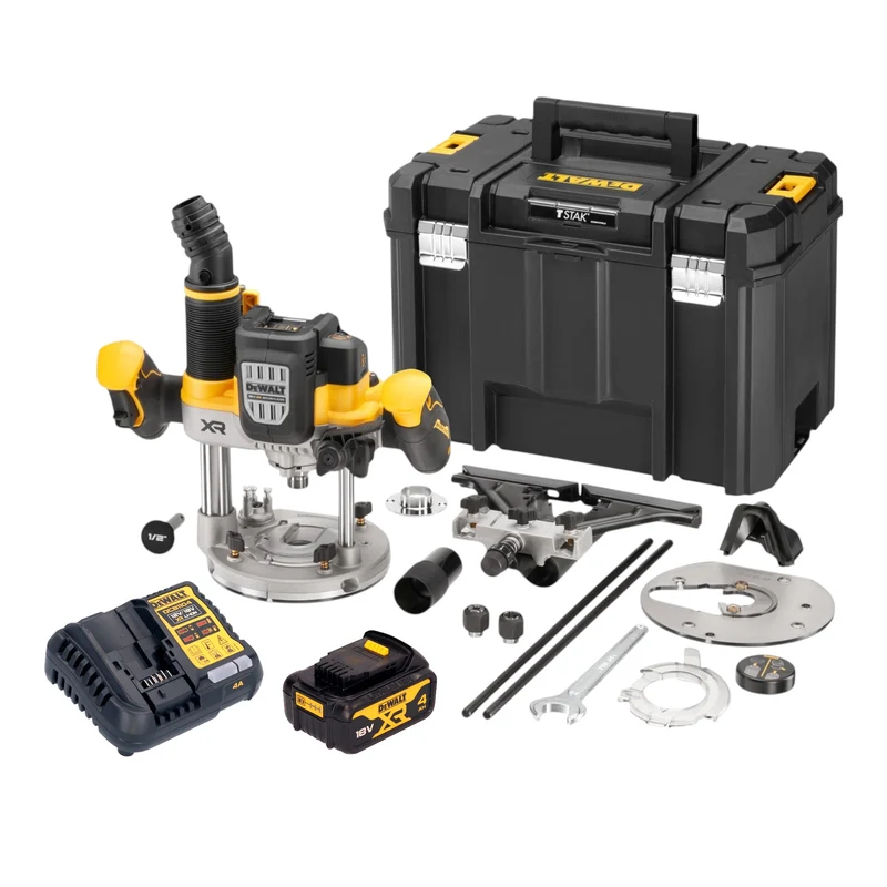 DeWalt DCW 620 M1T Akku Oberfräse 18 V 12 mm Brushless + 1x Akku 4,0 Ah + Ladegerät + TSTAK