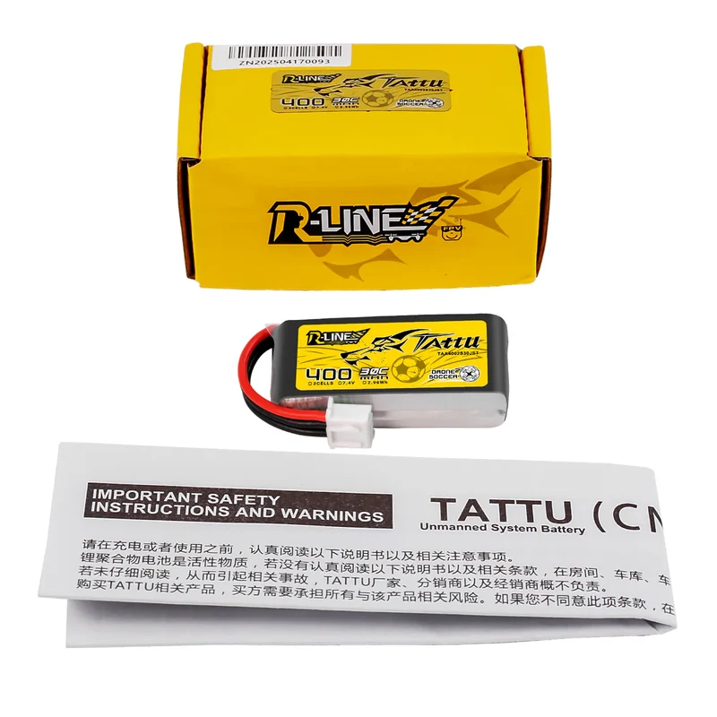 Tattu 400 mAh 2S 30C 7,4 V Lipo-Akku mit JST-XHR-Stecker