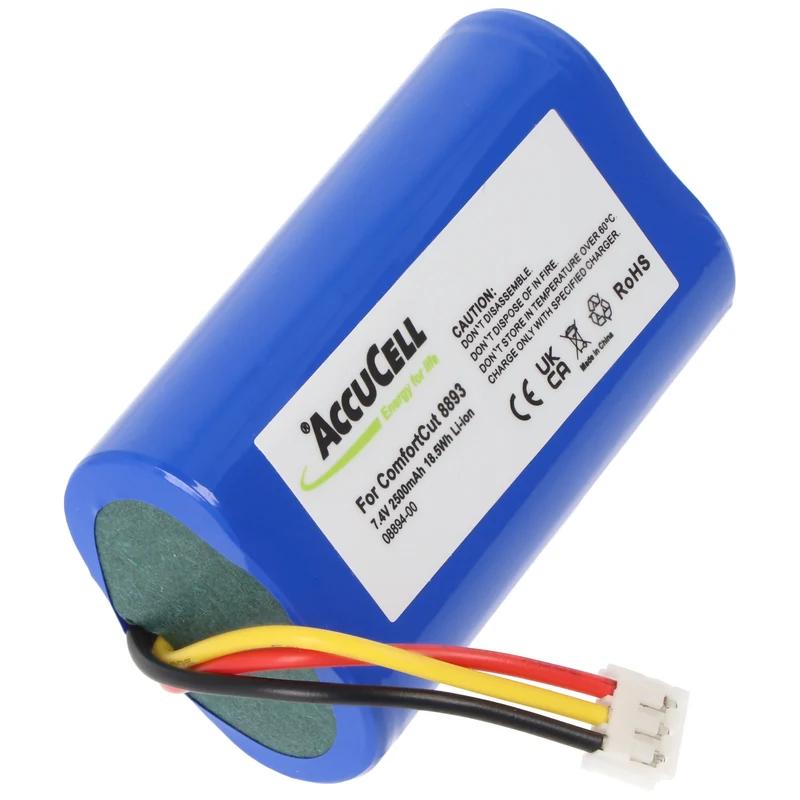 AccuCell Akku für Gardena ComfortCut 8893 und 8895 7,2 Volt, Akku für Gardena 08894-00 2500mAh Kapazität, 67,5x37x18,5mm