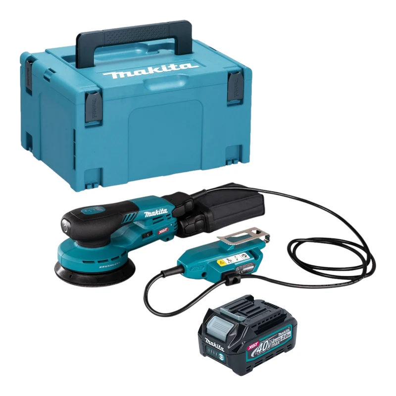 Makita BO 001 CGA101 Akku Exzenterschleifer 40 V max. 125 mm 5,0 mm Hub Brushless + 1x Akku 2,0 Ah + Makpac - ohne Ladegerät
