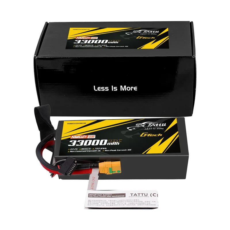 TATTU NMC Semi-Solid State 330Wh/kg 33000mAh 10C 22,2V 6S1P Lipo-Akkupack mit XT90-S-Stecker
