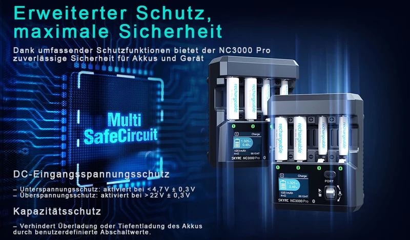 SkyRC NC3000 Pro intelligentes Analyse-Ladegerät für AA/AAA, NIMH/NiCd, Akkus