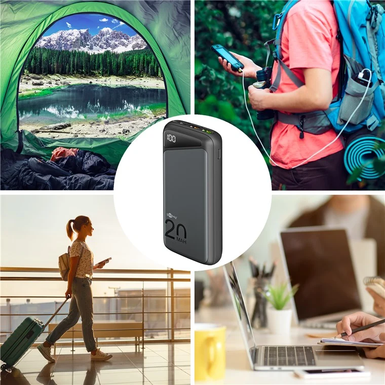 Goobay Schnelllade-Powerbank 20.000 mAh (USB-C™ PD, QC 3.0) - Leistungsstarke Powerbank mit Statusanzeige, Quick Charge-kompatibel