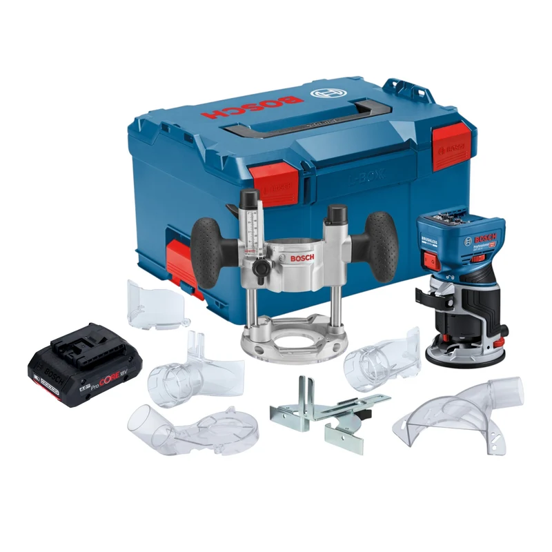 Bosch GKF 18V-8 Professional Akku Kantenfräse 18 V 8,0 mm Brushless + 1x ProCORE Akku 4,0 Ah + Taucheinheit + L-Boxx - ohne Ladegerät