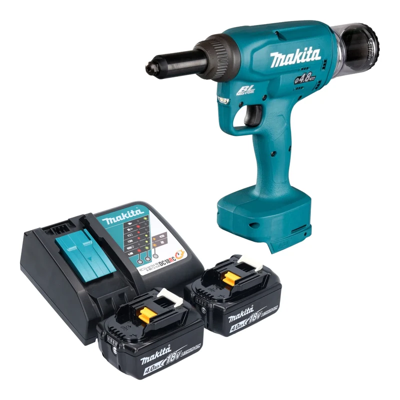 Makita DRV 150 RM Akku Blindnietsetzgerät 18 V 10 kN 2,4 - 4,8 mm Brushless + 2x Akku 4,0 Ah + Ladegerät