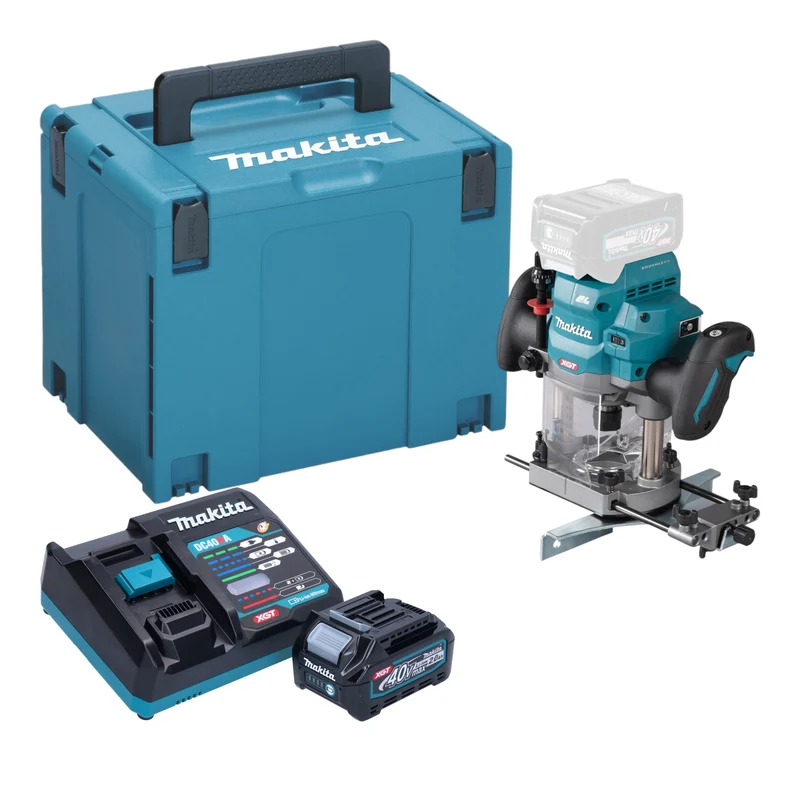 Makita RP 001 GA101 Akku Oberfräse 40 V max. 12 mm Brushless + 1x Akku 2,0 Ah + Ladegerät + Makpac