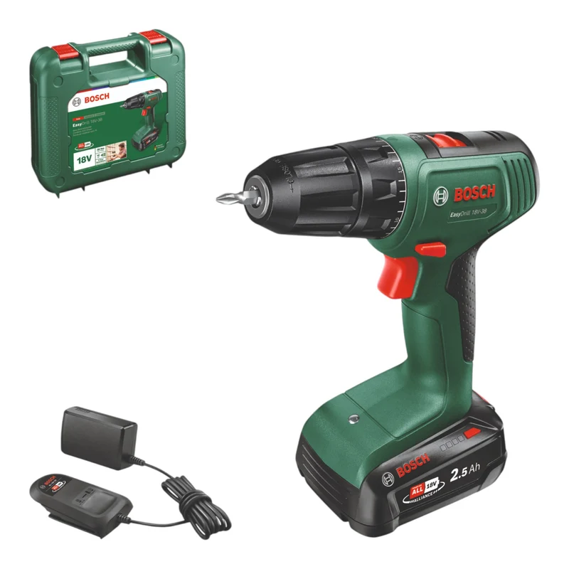 Bosch EasyDrill 18V-38 Akku Bohrschrauber 18 V 38 Nm + 1x Akku 2,5 Ah + Ladegerät + Koffer ( 0615A5008K )