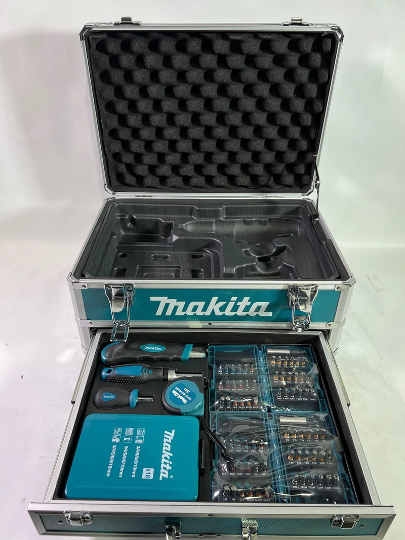 Makita X9 Alu Schubladen Koffer + 96 tlg. Zubehör Set - Beschädigt