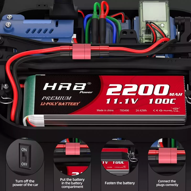 HRB 3S 2200mAh 11,1V 100C LiPo-Akku mit Deans T-Stecker (2 St.)