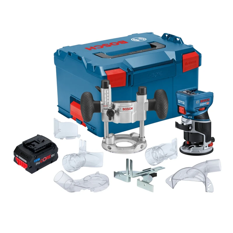 Bosch GKF 18V-8 Professional Akku Kantenfräse 18 V 8,0 mm Brushless + 1x ProCORE Akku 5,5 Ah + Taucheinheit + L-Boxx - ohne Ladegerät