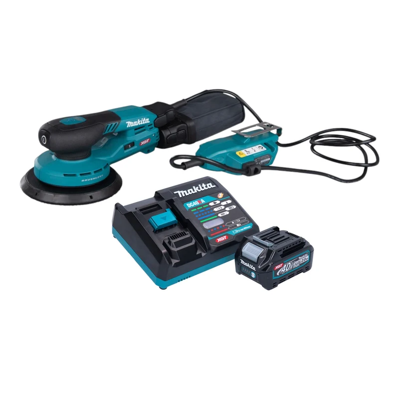 Makita BO 002 CGA101 Akku Exzenterschleifer 40 V max. 150 mm 5,0 mm Hub Brushless + 1x Akku 2,0 Ah + Ladegerät