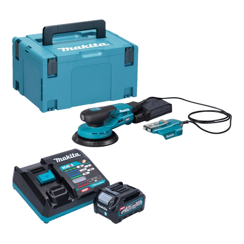 Makita BO 004 CGA101 Akku Exzenterschleifer 40 V max. 150 mm 3,0 mm Hub Brushless + 1x Akku 2,0 Ah + Ladegerät + Makpac