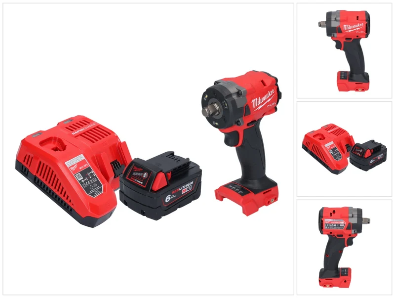 Milwaukee M18 FIW2F12-601 Akku Schlagschrauber 18 V 339 Nm 1/2" Brushless + 1x Akku 6,0 Ah + Ladegerät
