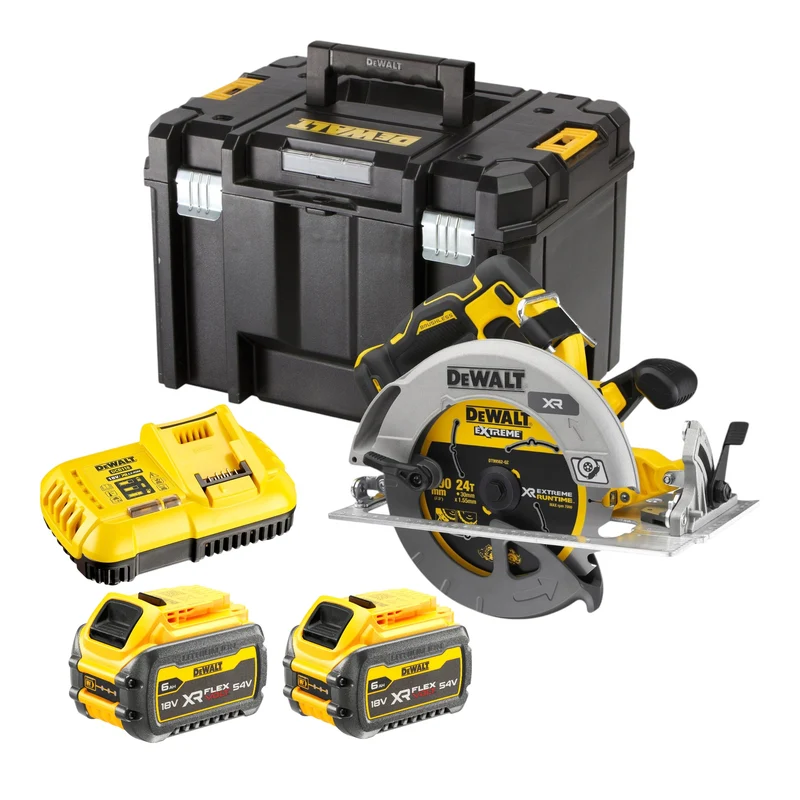 DeWalt DCS 573 T2T Akku Handkreissäge 18 V 190 x 30 mm Brushless + 2x Akku 6,0 Ah + Ladegerät + TSTAK