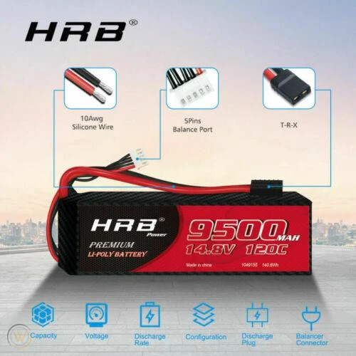 HRB 4S 9500mAh 14,8V 120C TRX LiPo Akku