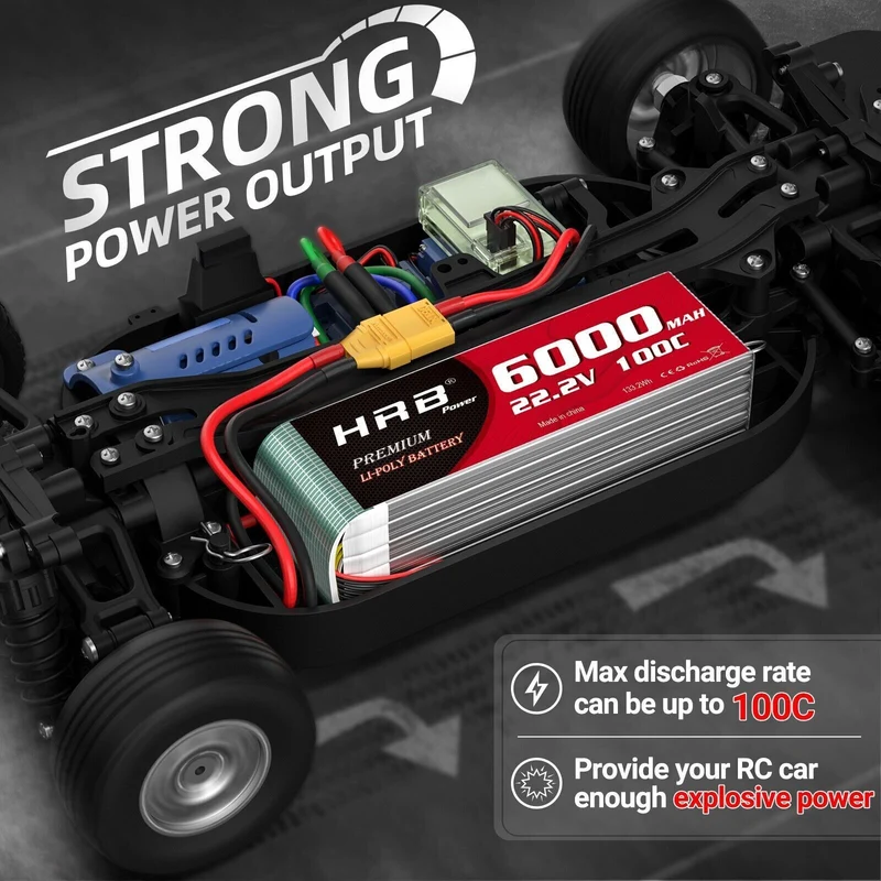 HRB 6S 6000mAh 22,2V XT90 100C LiPo Akku (2 Stück)