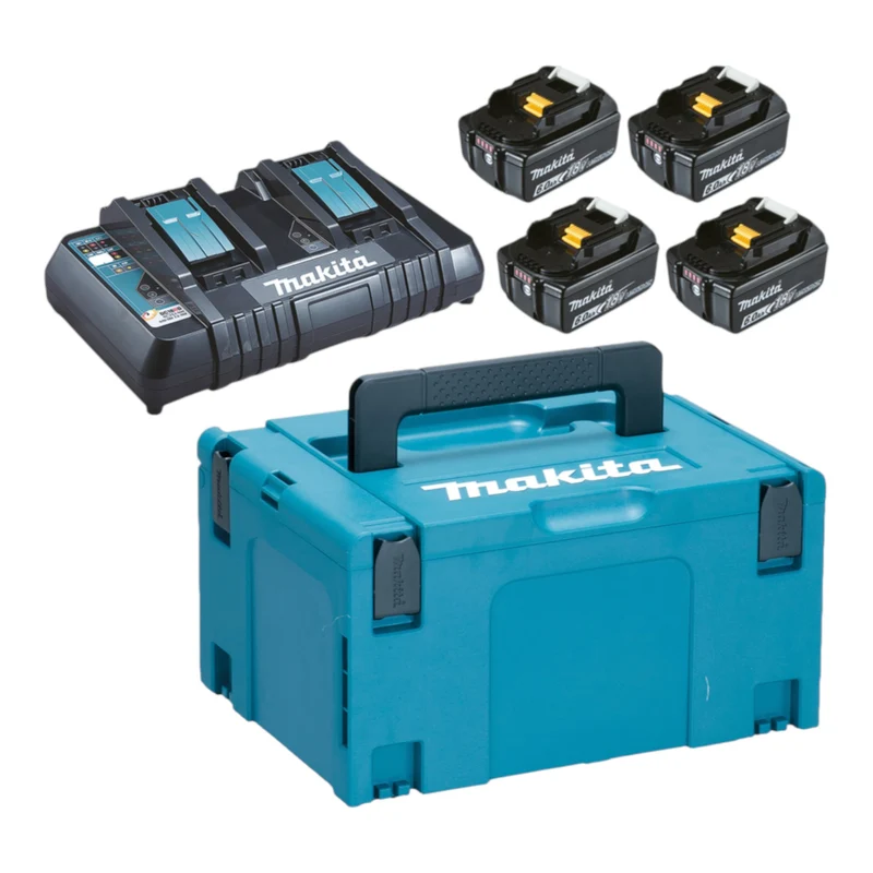 Makita Akku Power Source Kit ( 198091-4 ) 4x BL 1860 B Akku 18 V 6,0 Ah + DC 18 RD Ladegerät + Makpac