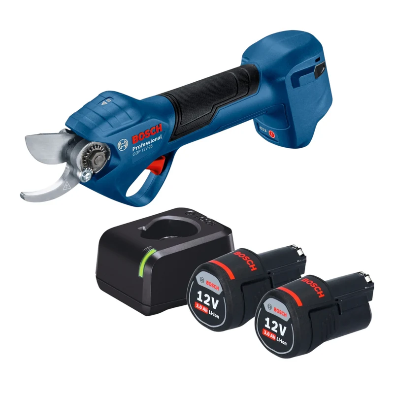 Bosch GGP 12V-25 Akku Gartenschere 12 V 25 mm Brushless + 2x Akku 3,0 Ah + Ladegerät