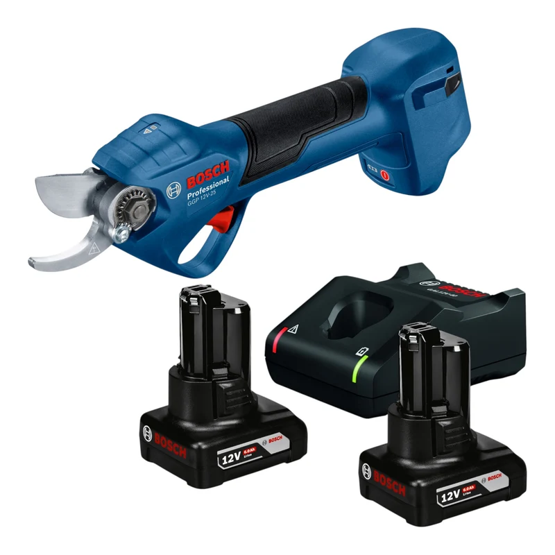 Bosch GGP 12V-25 Akku Gartenschere 12 V 25 mm Brushless + 2x Akku 6,0 Ah + Ladegerät